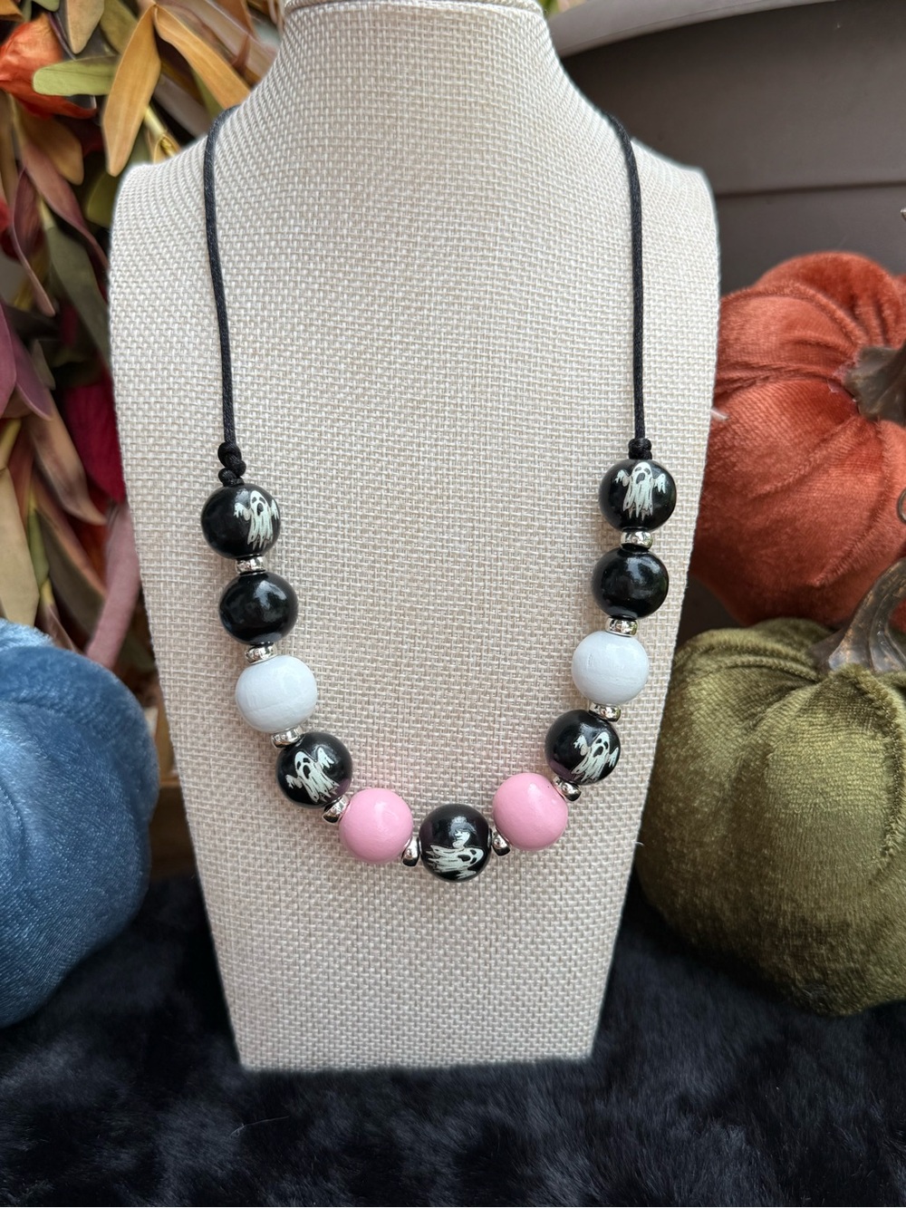 Halloween Ghouls Bubblegum Wood Necklace